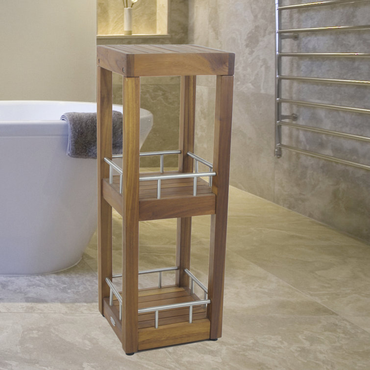 Aqua Teak Solid Wood Freestanding Bathroom Shelves Wayfair